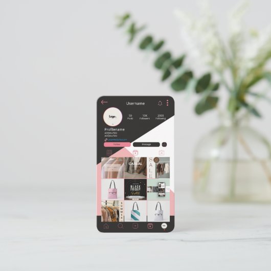 カスタムQRコード名刺 – ロゴQr Instagram 名刺 (スタンド正面)