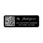 カスタムQRコード名文字ブラック差出人住所 ラベル (正面)