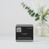 カスタムQRコード大理石ブラックとグレー スクエア名刺 (スタンド正面)