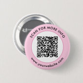 カスタムQRコード文字ピンクホワイトブラック 缶バッジ (正面&裏面)