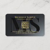 カスタムQRコード文字名高級金ゴールドタイポグラフィ 名刺 (裏面)