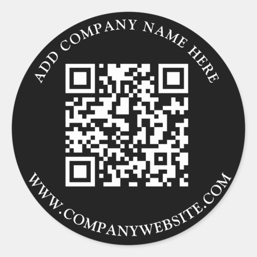 カスタムQRコード文字白黒クラシック ラウンドシール (正面)
