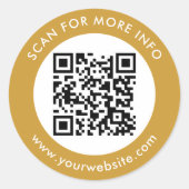 カスタムQRコード文字白黒金ゴールド ラウンドシール (正面)