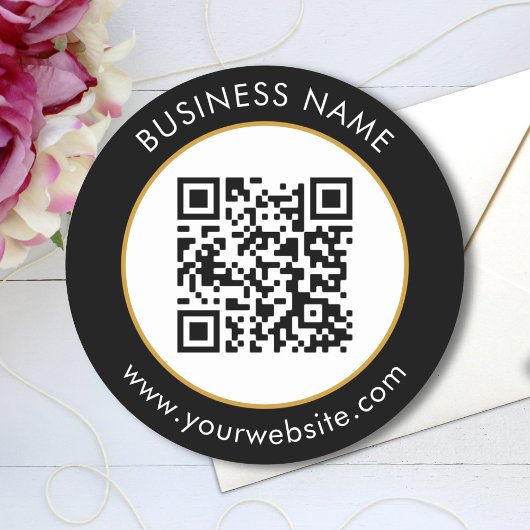 カスタムQRコード文字白黒 ラウンドシール