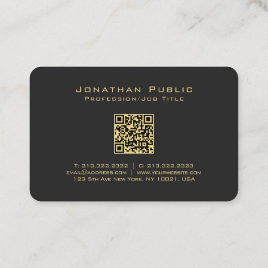カスタムQRコード書道金ゴールド文字ユーロサイズ 名刺 (裏面)