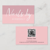 カスタムQRコード爪、 ネイルアートピンクパープルミニマリスト 名刺 (正面/裏面)