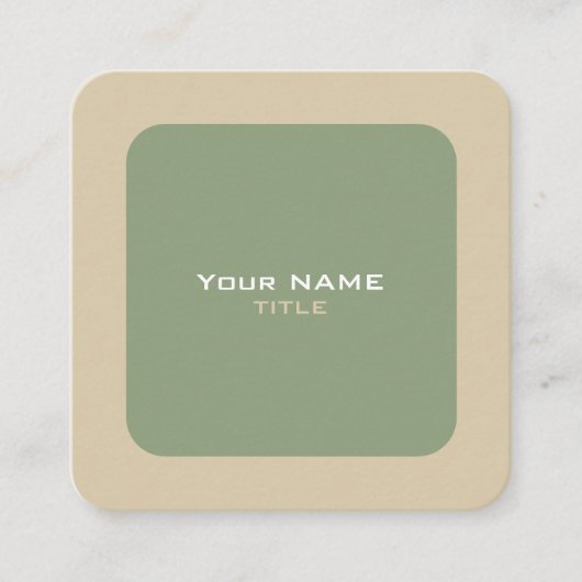 カスタムQRコード緑とベージュ スクエア名刺 (正面)