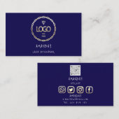 カスタムQRコード金ゴールドネイビー 名刺 (正面/裏面)