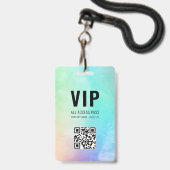 カスタムQRコード パステル レインボー VIP オールアクセス バッジ (正面（ネックストラップ付）)