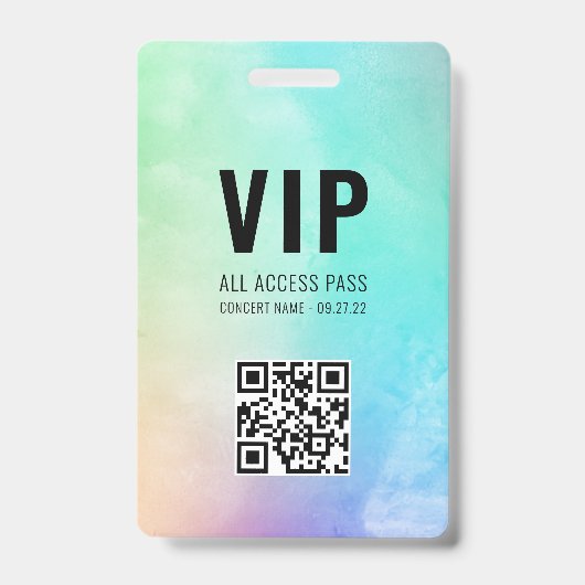 カスタムQRコード パステル レインボー VIP オールアクセス バッジ (正面)