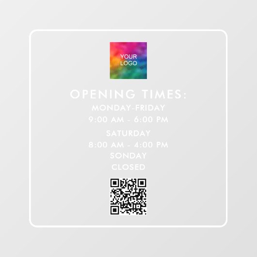カスタムQRコード ビジネス 営業時間 ロゴをアップロード ウィンドウサイン (シート)