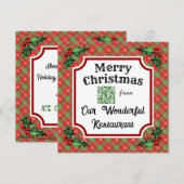 カスタムQRコード レストラン クリスマス 赤い格子縞 (正面/裏面)