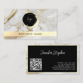 カスタムQRコード&ロゴホワイト金ゴールド大理石ユニーク 名刺 (正面/裏面)