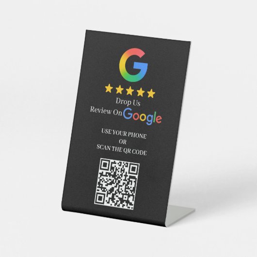 カスタムQRコード Googleレビュー ブラック 台座サイン (正面)