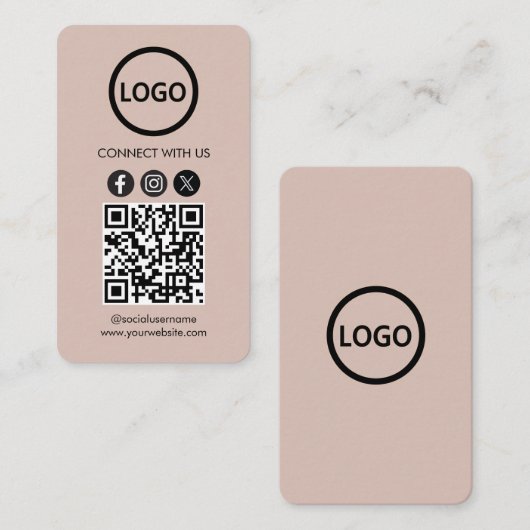 カスタムQRコードBoho Beige 名刺 (正面/裏面)