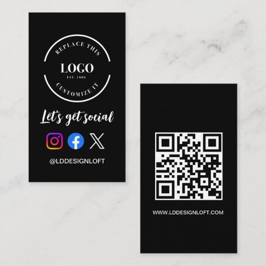 カスタムQRコードQRコードGet Let's Get Social Media Webサイト 名刺 (正面/裏面)