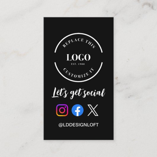 カスタムQRコードQRコードGet Let's Get Social Media Webサイト 名刺 (正面)