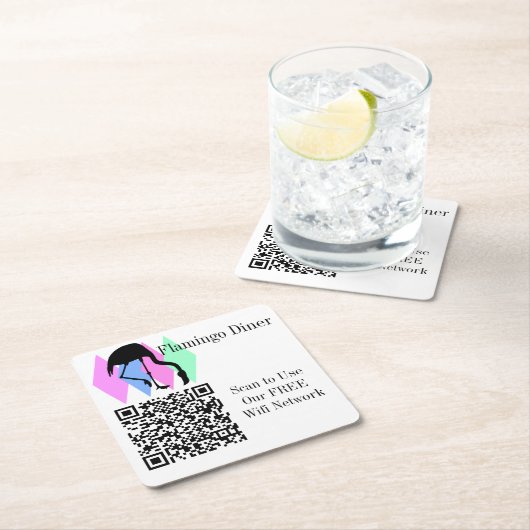 カスタムQRコードWifiネットワークアクセス スクエアペーパーコースター (インサイチュ)