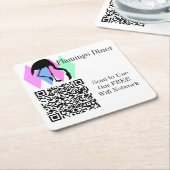 カスタムQRコードWifiネットワークアクセス スクエアペーパーコースター (アングル)