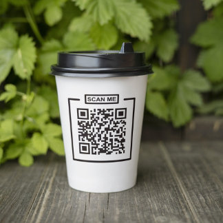 カスタムQRコーモダンドブラック&ホワイトビジネス 紙コップ