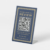 カスタムQRコー離れドアレビュークラシック海軍金ゴールド 台座サイン (正面)