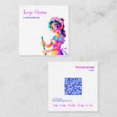 カスタムQRハウスメイドハウスキーパー スクエア名刺 (正面/裏面)