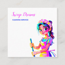 カスタムQRハウスメイドハウスキーパー スクエア名刺