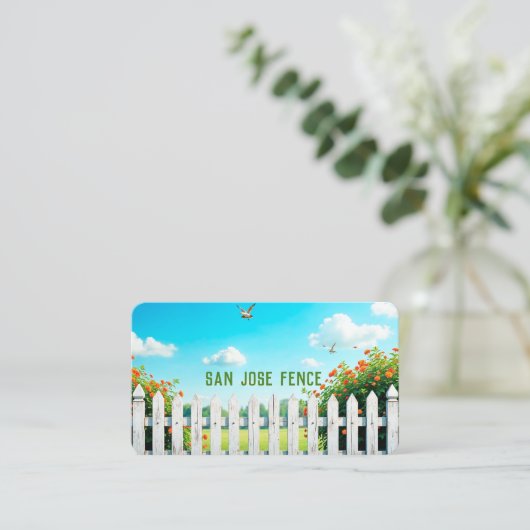 カスタムQRフェンス建物と修理 名刺 (スタンド正面)