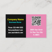 カスタムQRモダンコード(Business Name) Black & Pink 名刺 (裏面)