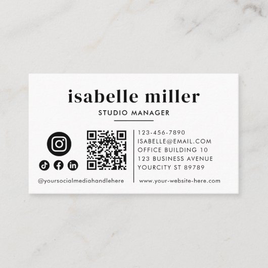 カスタムQRモダンミニマルロゴ 名刺 (正面)