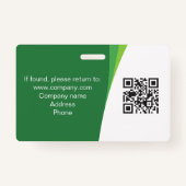 カスタムQR緑の企業の従業員写真名タグ バッジ (裏面)