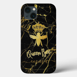 カスタムQUEEN BEE金ゴールドブラックマーブルフォン11 12 iPhone 13ケース