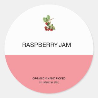 カスタムRaspberry Jam & Preserve Jarラベル ラウンドシール
