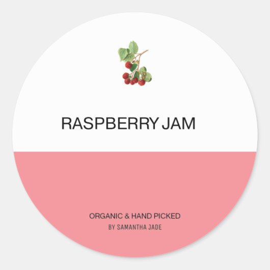 カスタムRaspberry Jam & Preserve Jarラベル ラウンドシール (正面)
