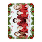 カスタムRed Christmas Familyの写真と名前 マグネット (縦)