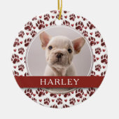 カスタムRed Pet Pawプリント2写真 セラミックオーナメント (正面)