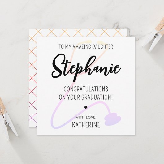 カスタムRNモダンナースドクターメディカル卒業 カード (正面/裏面インサイチュ)