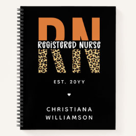カスタムRN登録ナースレオパードタイポグラフィ ノートブック
