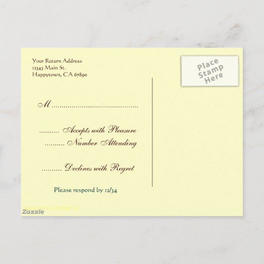 カスタムRSVPボタニカルピンクローゼハガキ インビテーションポストカード (裏面)