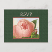 カスタムRSVPボタニカルピンクローゼハガキ インビテーションポストカード (正面)
