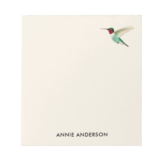 カスタムRuby-throued Hummingbirdメモ帳 ノートパッド (正面)