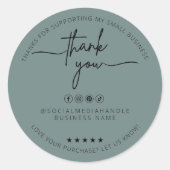 カスタムSage Greenステッカーありがとうラベル ラウンドシール (正面)