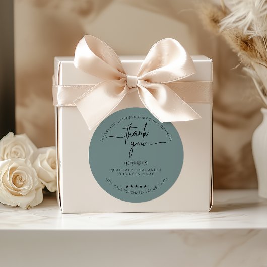 カスタムSage Greenステッカーありがとうラベル ラウンドシール