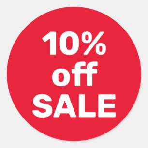 カスタムSALEステッカー 10% オフ 赤 白 ラウンドシール