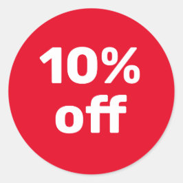 カスタムSALEステッカー 10% オフ 赤 白 ラウンドシール