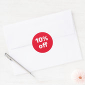 カスタムSALEステッカー 10% オフ 赤 白 ラウンドシール (封筒)