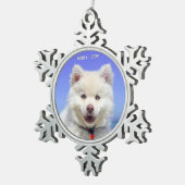カスタムSamoyed Dog写真 スノーフレークピューターオーナメント (右)