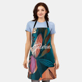 カスタムScript署名の名前（トロピカル） エプロン (着用した状態)