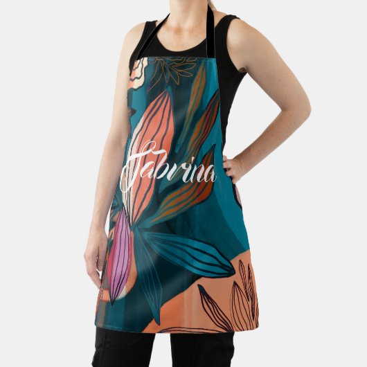 カスタムScript署名の名前（トロピカル） エプロン (インサイチュ)