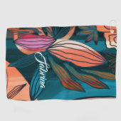 カスタムScript署名の名前Tropicalモノグラムの ゴルフタオル (横)